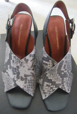 Сандалии на серебряном каблуке REBECCA MINKOFF Pina Snake с тиснением размер 8,5 M - Изображение 1 из 4