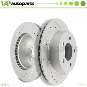 Drilled & Slotted Front Brake Rotors Discs 2PCS For 1990 1991-1999 Jeep Wrangler - Picture 1 of 7