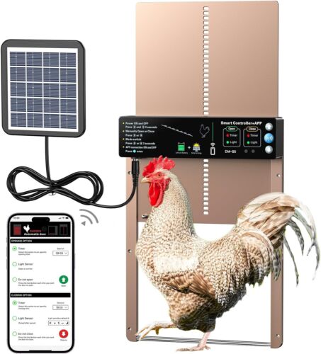 Automatic Chicken Coop Door Prgrmable w/App Timer & Light Sensor Aluminium