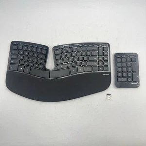 Microsoft Sculpt Ergonomic Wireless Keyboard & Keypad Model 1559 Plus USB Dongle - Photo 1/14