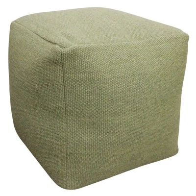 Remi Pouf in Handwoven Contemporary Sage Green Wool - Image 1 of 4
