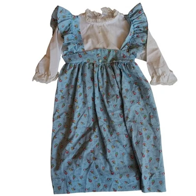 Vintage Girls 4T Dress Peasant Boho Ruffled Sleeves Holly Hobbie Print  Handmade - Image 1 of 4