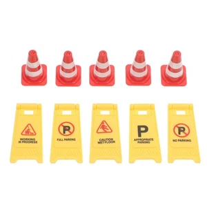 10 Pcs Doll House Model Baby Road Traffic Cones Construction Signs Scene Toy - Picture 1 of 10