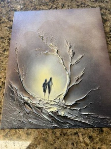 Vintage Ivor Bruun Signed 3D MCM Painting On Canvas RARE Fantasy People - Picture 1 of 10