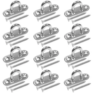 12 Pcs 304 Stainless Steel Pad Eye Hooks,Screw Hooks,1.8 inches String Lights... - Picture 1 of 7