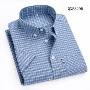 Herren Oxford Hemden Formell Business Kurzarm Kariert Freizeit Hemden Tops - Bild 1 von 16