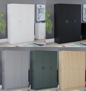 Modern Wardrobe Storage with 3 Door Hanging Rail Closet Bedroom Furniture - Picture 1 of 46