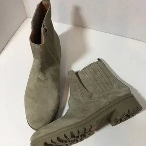 NEW Lucky Brand Grey/Green Sz 9.5 Ankle Boots Suede Zip Non Slip neutral -no box - Picture 1 of 5