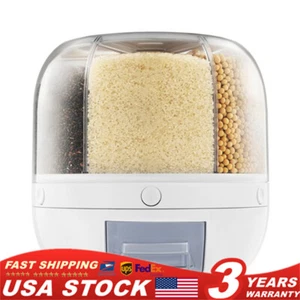 Dispensador de almacenamiento de arroz con rotación 360° 6 rejillas grano frijol contenedor de alimentos secos con tapa - Imagen 1 de 14
