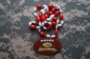 NEW Bud Bowl Budweiser Arizona 08 Bud Light Necklace Throw Beads Red and White - Picture 1 of 4