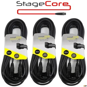 3er-Pack 20m Stagecore 3Pin XLR Stecker auf Buchse Pro Qualität 120Ω True DMX Kabel - Bild 1 von 3