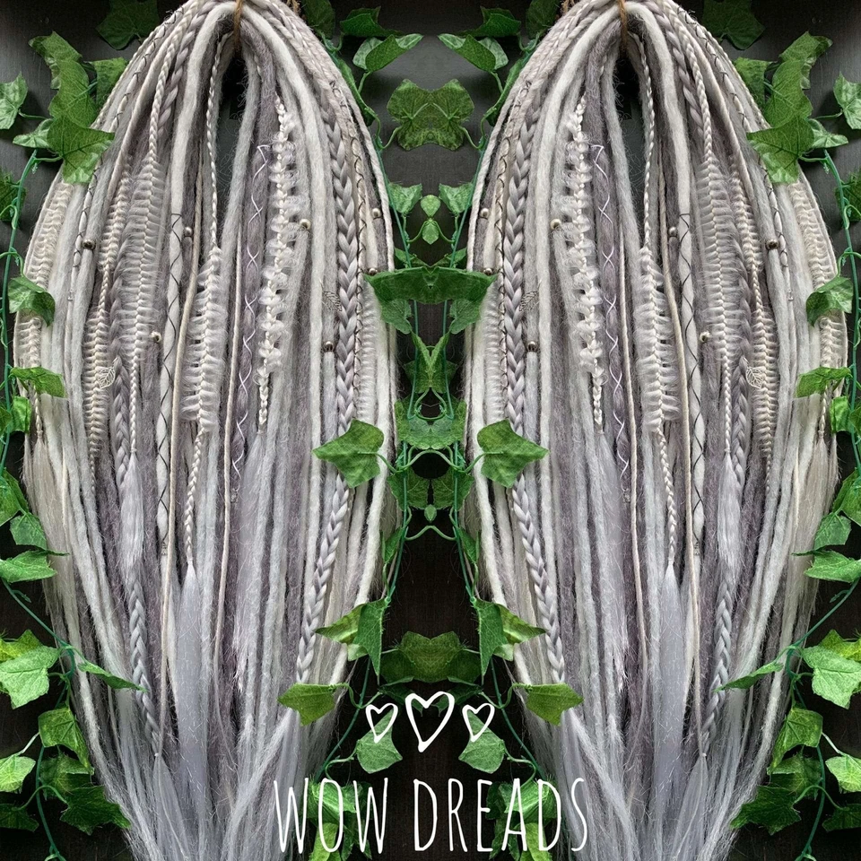 Novo Conjunto Cinza Viking Custom Dreads Sintético Duplo/Único Acabamento - Imagem 1 de 1