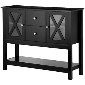 Wooden Coffee Bar Cabinet Entryway Dining Room Sideboard Buffet Kitchen Storage - Picture 1 of 11
