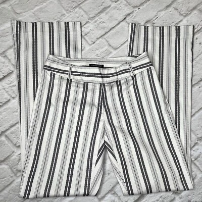 Pantalones a rayas Kenneth Cole NY para mujer 6 negro blanco pierna recta carrera Foto 1 de 4