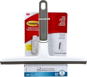 Command TwinBlade Squeegee with BathWall Hook,White,1 Squeegee,StreakFree Clean - Picture 1 of 2