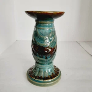 Candelabro vintage esmalte por goteo cerámica, columna, pilar vela terroso - Imagen 1 de 5