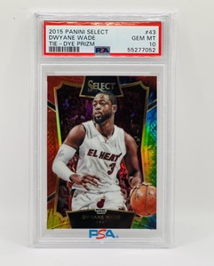 Dwyane Wade 2015 Panini Select Tie-Dye Prizm No.43 #18/25 PSA 10 Heat HOF POP 5