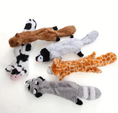 Hundespielzeug ohne Füllung Plüsch Ente Fuchs Kuh Hase Quieker Knister - Bild 1 von 4