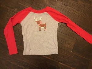 AMERICAN GIRL FESTIVE REINDEER GIRLS PAJAMA TOP ONLY SIZE 10 EUC Christmas - Picture 1 of 3