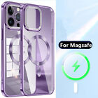Glossy Magnetic Wireless Clear Case For iPhone 14 Pro Max Cool Camera Ring Cover