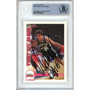 1991-92 NBA Hoops #466 Vinny Del Negro Signed Card AUTO Beckett Slabbed Spurs - Picture 1 of 6
