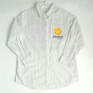 NWT H&M Kids Smileyworld Printed Embroidered Motif Loose Fit Cotton Shirt Size 8 - Picture 1 of 1