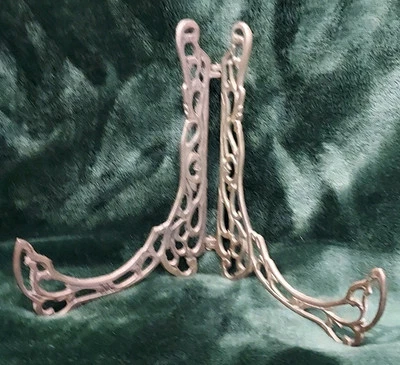 Soporte de exhibición/soporte/caballete vintage de latón macizo ornamentado con bisagras 5-3/4" Foto 1 de 4