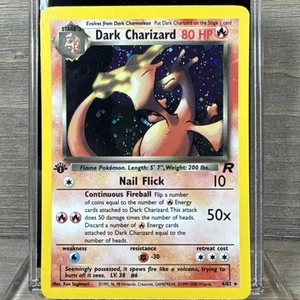 Pokemon Dark Charizard Holo First Edition Team Rocket 4/82 Swirl 1st Edition - Picture 1 of 22