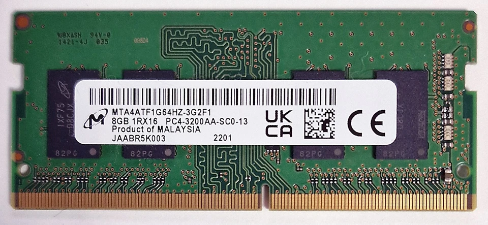 8GB Micron DDR4 3200MHz Laptop Memory RAM PC4-25600 SODIMM 260-Pin 1.2V - Image 1 of 1