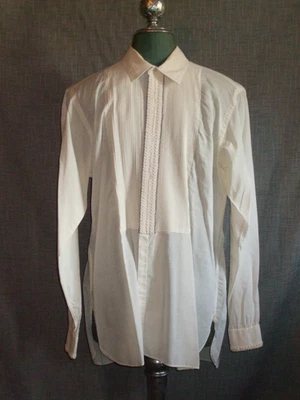 Camisa de esmoquin formal vintage para hombre - frente plisado y detalles negros - después de seis Foto 1 de 4