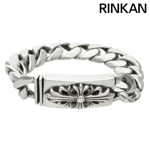 CHROME HEARTS Bracciale Uomo Cromo Cuori ID Corto FLRL CRS Croce Floreale Classico Argento Us