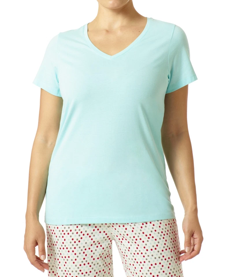 Camiseta para dormir HUE de manga corta con cuello en V (pluma) para mujer pijama como nueva Foto 1 de 1