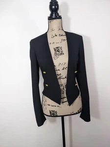 Express Open-Front Blazer Jacket Women Size XS Black Long Sleeves Lined Hardware - Picture 1 of 13