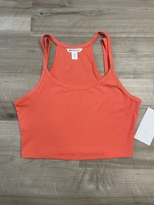 Nuevo con etiquetas Camiseta sin mangas Athleta Signature acanalada encuadernación ancha talla M naranja mediana Power Of She - Imagen 1 de 7