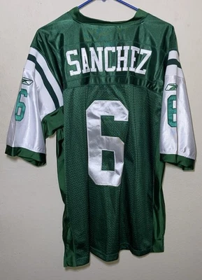 纽约喷气机队球衣 NFL 足球 Mark Sanchez Reebok 缝合男式 52 码全新 — 第 1/4 张图片