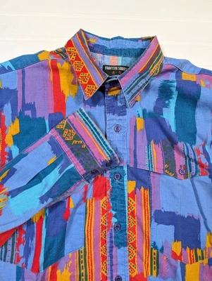 Camisa Western Vintage Frontier Series Hombres GRANDE ALTA Manga Larga y Cola Colorida Foto 1 de 4