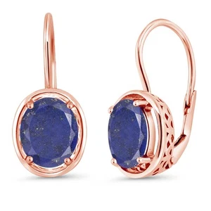 4.00 Ct Oval Blue Lapis 18K Rose Gold Plated Silver Earrings - Picture 1 of 3