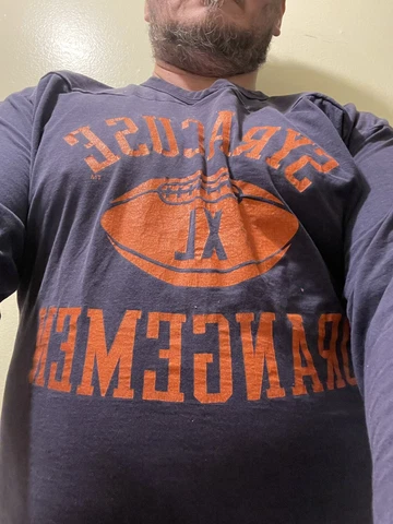 Vintage 80s Russell Syracuse  New York Orangemen football Long Sleeve Mens Shirt Cover