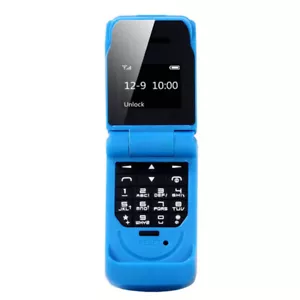 Cellphone Blue Micro USB 32MB 64MB Flip Mobile Phone BT For Shopping For Eld Fit - Picture 1 of 7