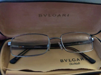 Auténticas gafas Bvlgari de metal armado para hombre con templos de plástico 53-18-140 Foto 1 de 4