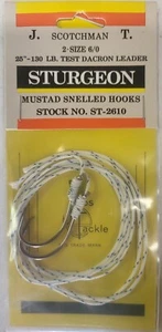 J. T. Scotchman Sturgeon 6/0 ganchos Snell 25 pulgadas 130 lb test Dacron Leader - Imagen 1 de 1