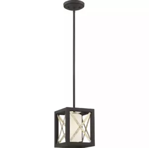 Nuvo Lighting 60/6135 Boxer Mini Pendant Matte Black and Antique Silver Accents - Picture 1 of 2
