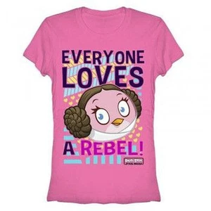 Angry Birds-Star Wars Everyone Loves- Crop Sleeve Ftd Juniors Size XL T-Shirt  Z - Picture 1 of 2