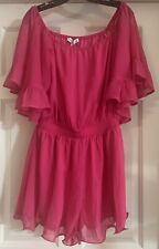 Endless Rose Ruffled Hot Pink Size L Off The Shoulder Ruffle Romper