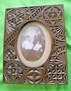 Antique antique Oak Arts & Crafts Jewish theme Star of David photo frame & Photo - Picture 1 of 6