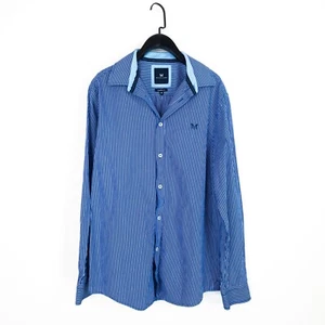 Crew Clothing Blue White Striped Classic Fit Button Up Collared Shirt - Size M - Picture 1 of 19