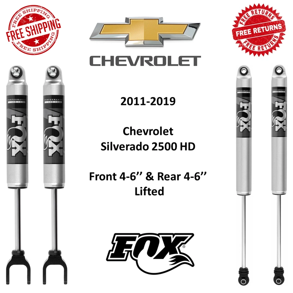 Juego de amortiguadores delanteros y traseros Fox 2.0 Performance 4-6" para Silverado 2500 HD 2011-2019 Foto 1 de 4