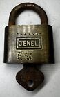 Vintage Brass Jewel Padlock Pad Lock & Key 2 5/8