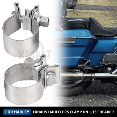 Abrazadera de escape de acero de 1,75" en cabezales para Harley Fat Boy Road Street Glide FLHXXX Foto 1 de 4