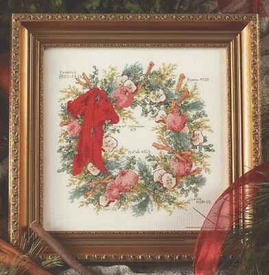 Praying Hands Scripture Wreath 7 Designs Leisure Arts Cross Stitch Pattern - Image 1 of 4